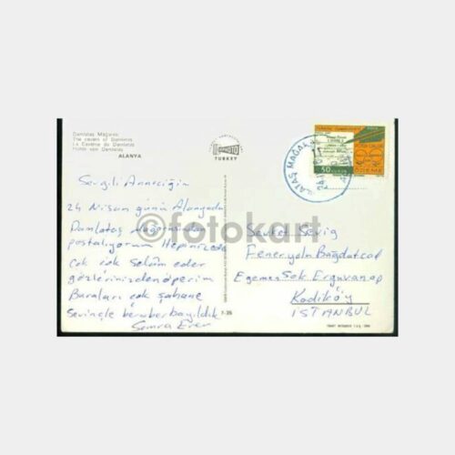 1976 Damlataş Mağarası Alanya Damgalı Kartpostal