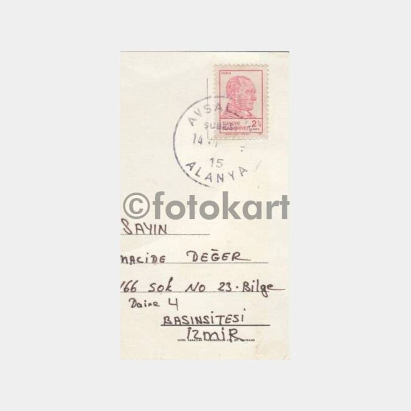 1974 Alanya -Avsallar Posta Damgalı- Kartpostal - Görsel 2