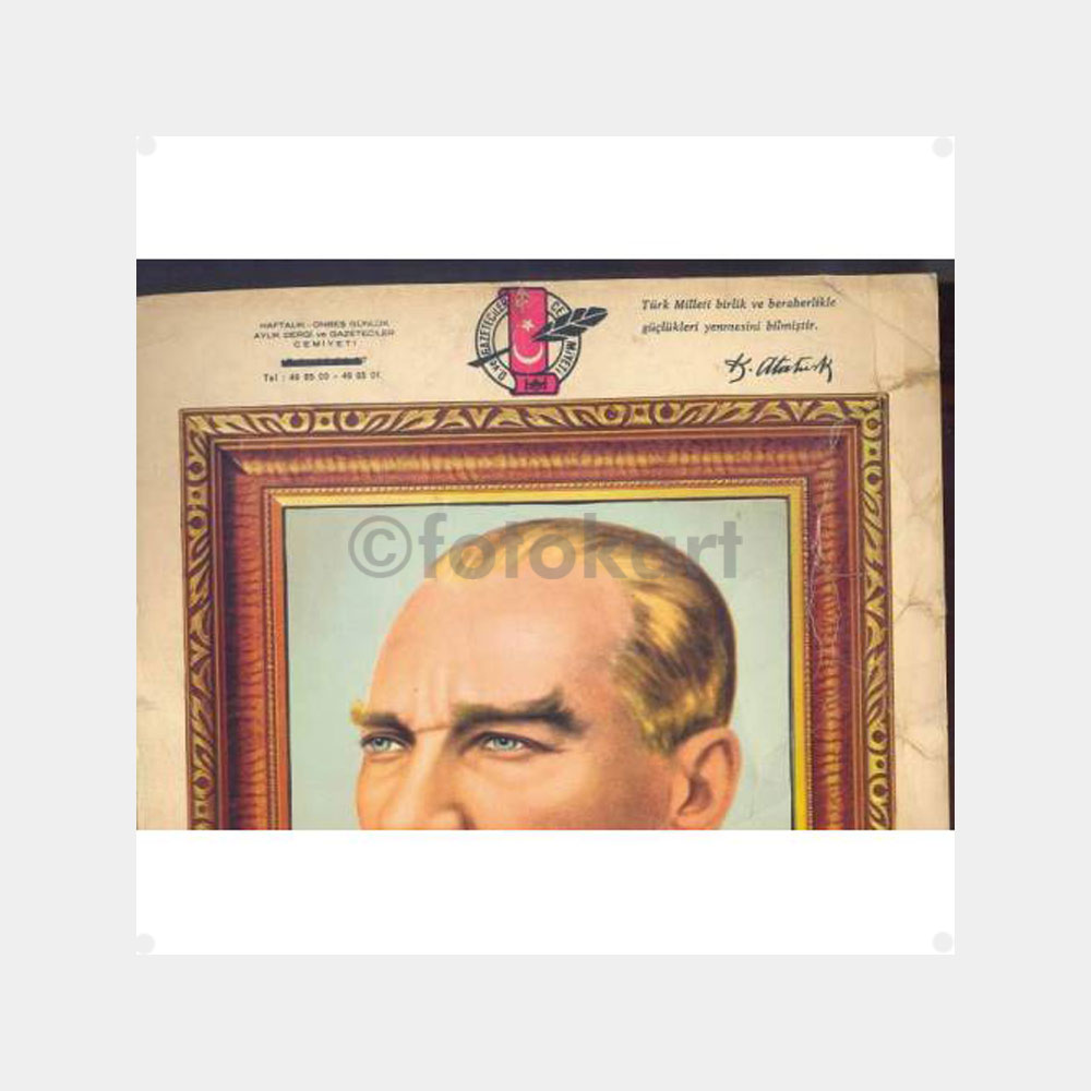 1960 Gazeteciler Cemiyeti - Atatürk Karton Tablosu - Görsel 2