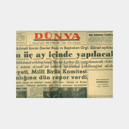 1960 Dünya Gazetesi - 27 Mayıs Haberleri