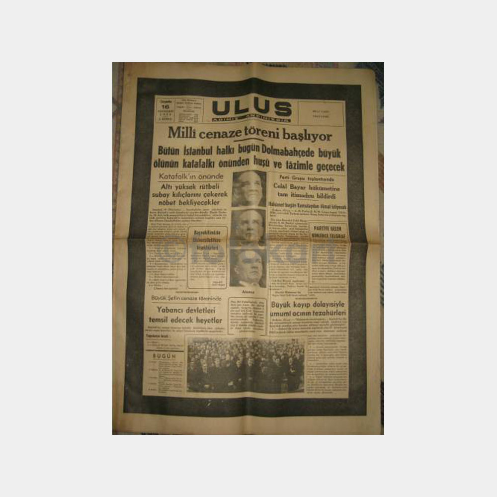 1938 Ulus Gazetesi - Atatürk Konulu 16.11.1938