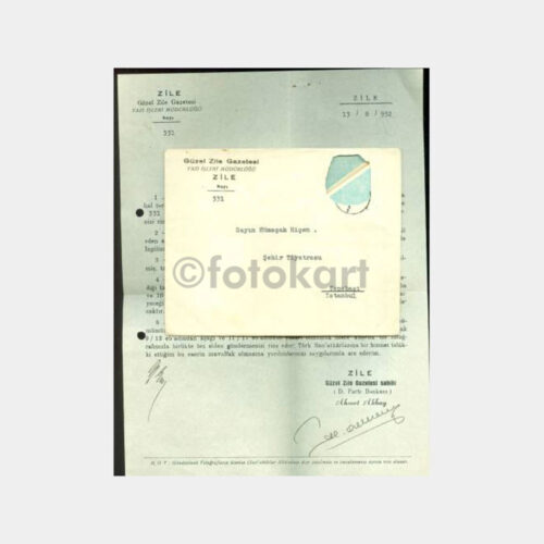 1952 Ahmet Akbay - Güzel Zile Gazetesi İmza Yazı