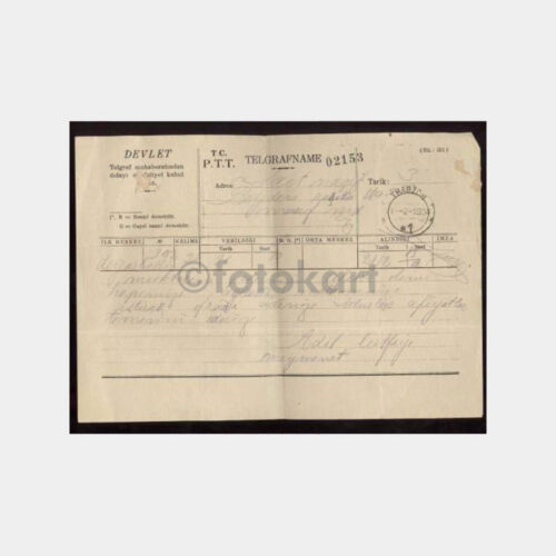 1934 Trabzon Varış Damgalı Telgraf