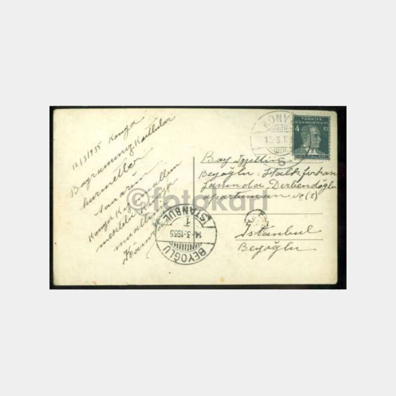 1935 Konya Nakipoğlu Camii Damgalı Fotokart - Görsel 2