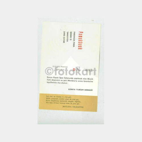 1968 Konya Mevlana Anma Tören Davetiyesi