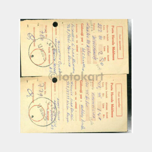 1969 Levend Damgalı 2 Adet Posta Makbuzu