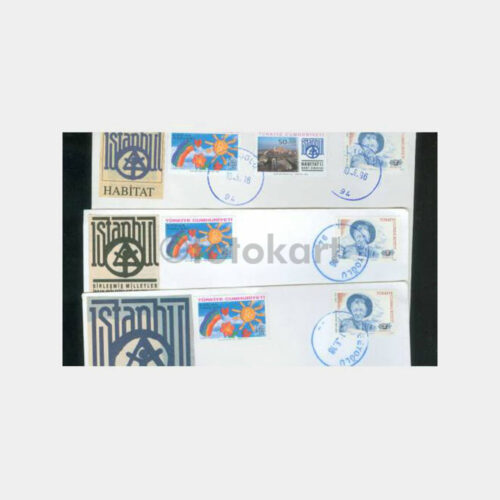 1996 Habitat Konulu Posta Damgalı 3 Adet Zarf