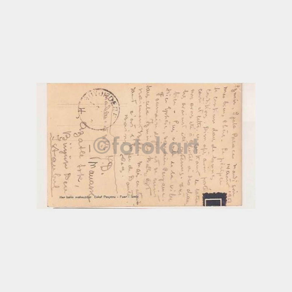 1951 İzmir Fuar Evkaf Pavyonu Posta Fotokart - Görsel 2