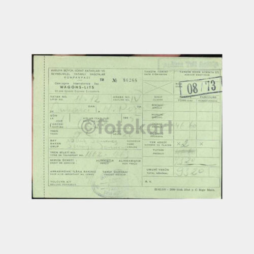1965 Wagon-Lits Ankara-Haydarpaşa Tren Bileti
