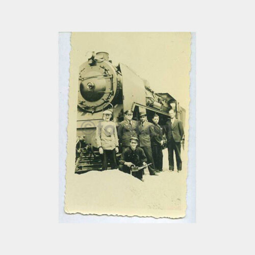 1940 Lokomotif Tren Önünde 5 Adet Fotoğraf