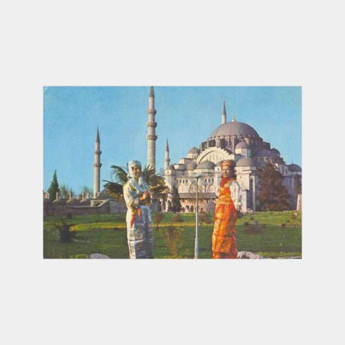 Süleymaniye Camii ve Yerel Giysili Kadınlar Kartpostal