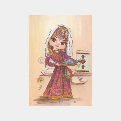 Folklorik Giysili Kız Konulu Kartpostal