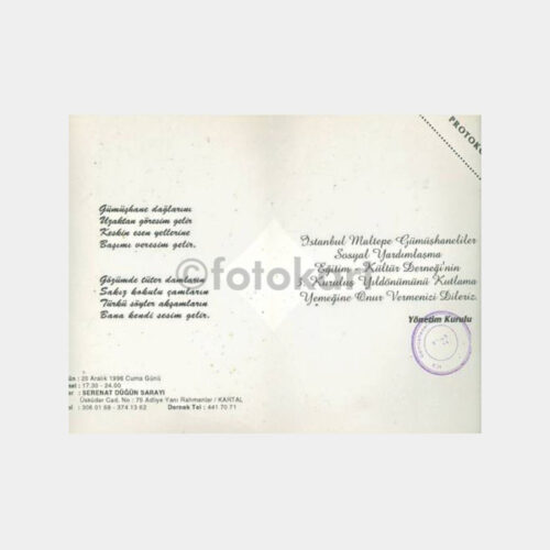 1996 Gümüşhane Konulu Davetiye
