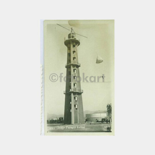 1933 İzmir Fuarı Paraşüt Kulesi Görünüş Kartpostal