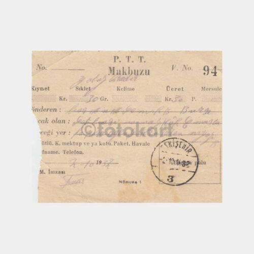 1932 Eskişehir PTT Posta Makbuzu