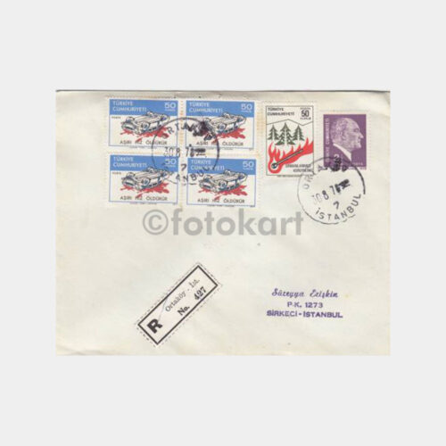 1978 Ortaköy İstanbul Posta Damgalı Taahhütlü Zarf