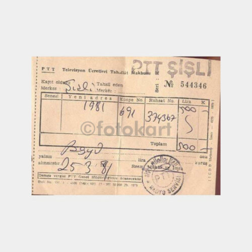 1981 PTT Şişli Televizyon Makbuzu