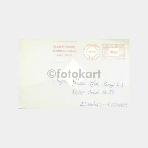 1987 PTT -Temizlik Turizmin Anahtarıdır- Damgalı Zarf