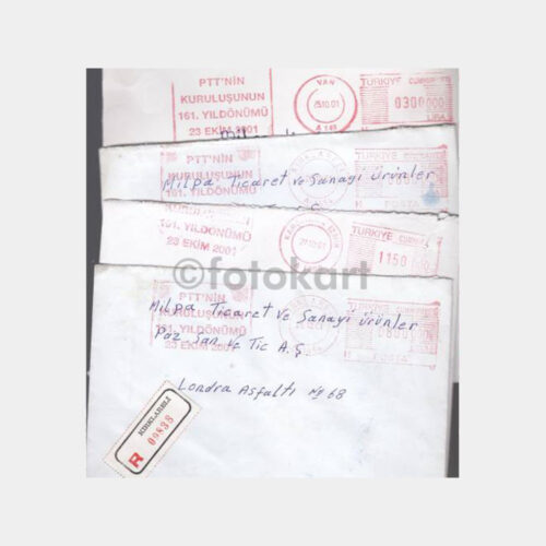 2001 PTT 161. Yılı Damgalı Farklı 4 Adet Zarf