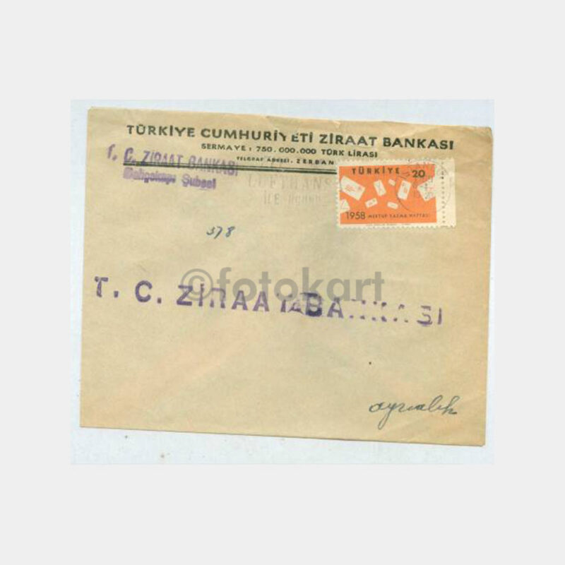 1959 Ziraat Bankası -Lufthansa Uçak- İstanbul Damga Zarf