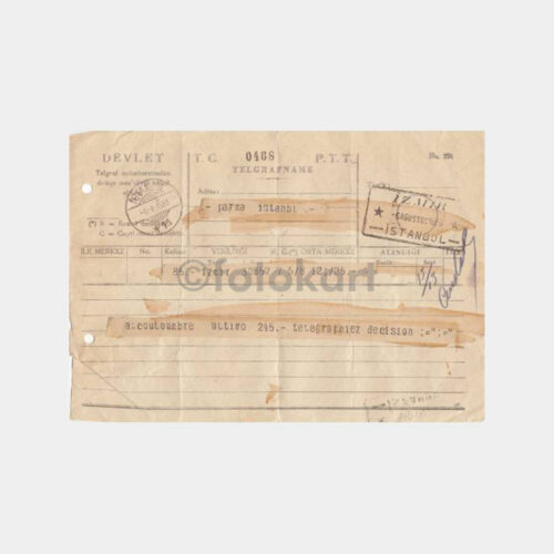 1933 İstanbul-İzmir Kablo Telegrafname