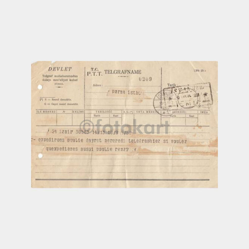 1933 İstanbul-İzmir Kablo Telegrafname