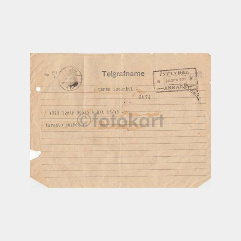 1933 İstanbul-İzmir Kablo Telegrafname