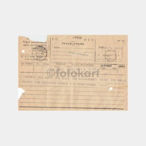 1933 İstanbul-İzmir Kablo Telegrafname