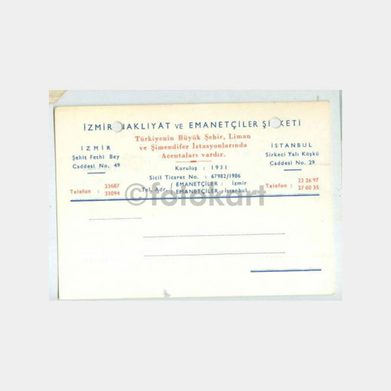 1940 İzmir Emanetçiler Nakliye Şti Makbuzu - Görsel 2