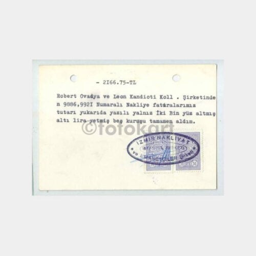 1940 İzmir Emanetçiler Nakliye Şti Makbuzu