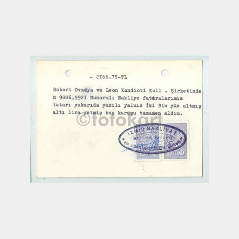 1940 İzmir Emanetçiler Nakliye Şti Makbuzu