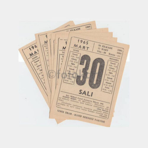 1965 İzmir İmam Hatip -6 Adet- Takvim Yaprakları