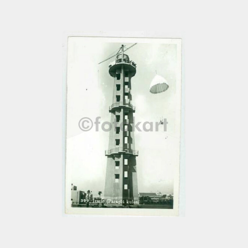 1940 İzmir Fuarı Paraşüt Kulesi Kartpostal