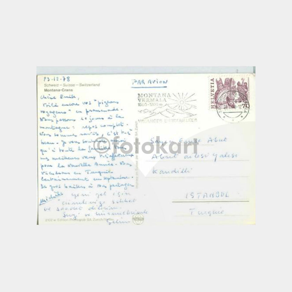 1978 Kandilli Abut Ailesi Kartpostal - Montana