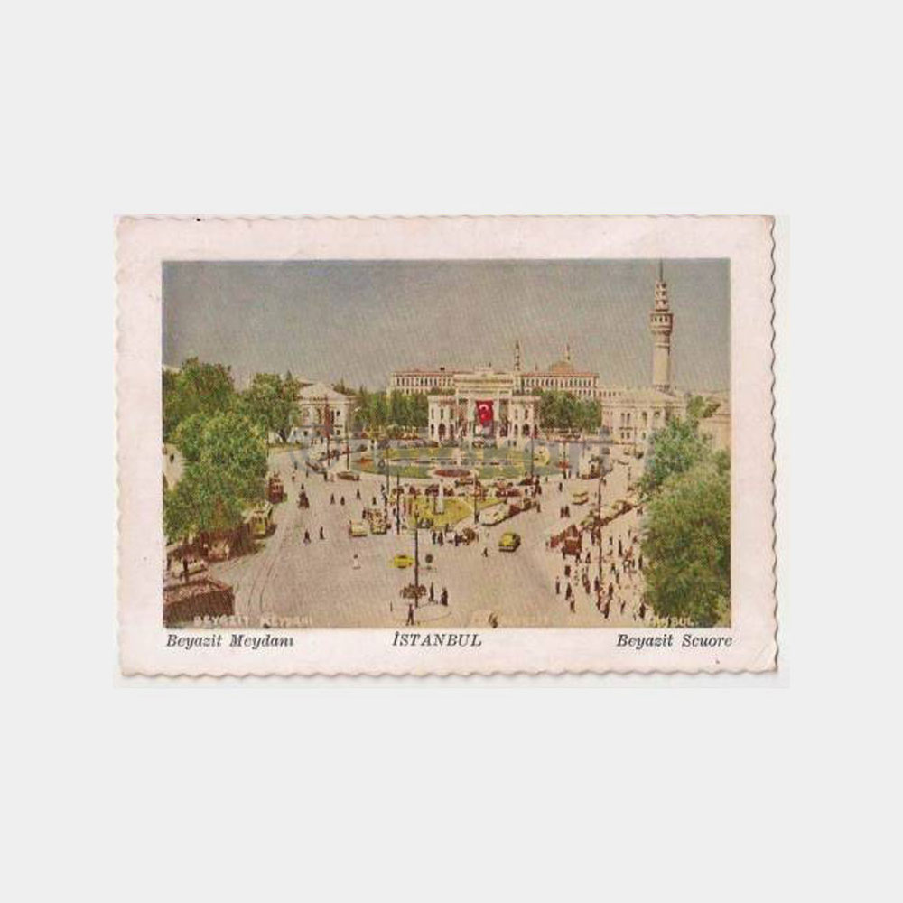 1957 Beyazıt Meydanı - Eyüp Damgalı Kartpostal