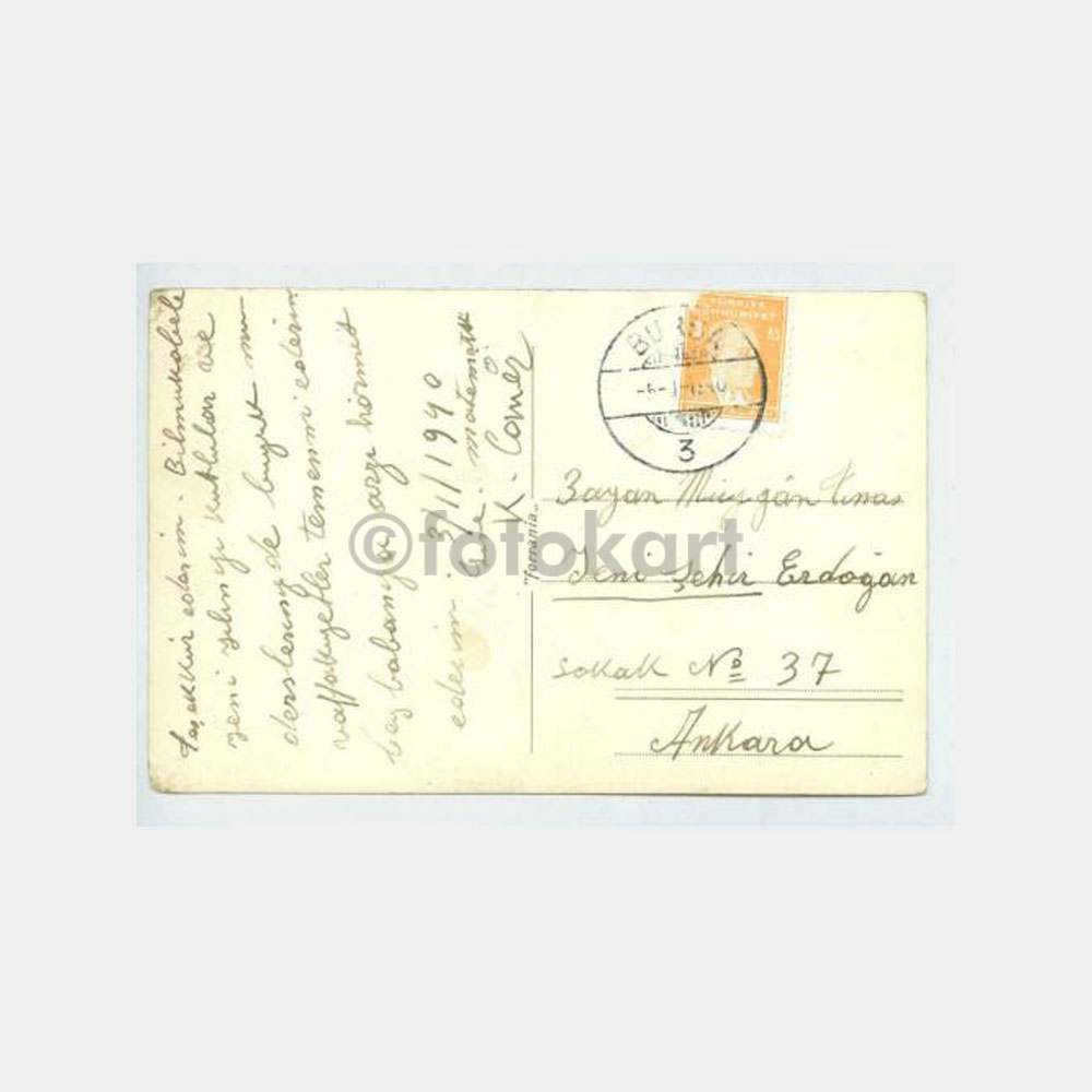 1940 Bursa Genel Görünüş -Damgalı- Kartpostal - Görsel 2
