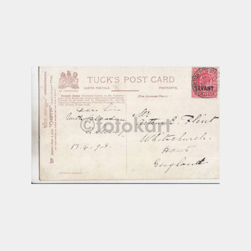 1908 Rumelihisarı İskele Levant Damgalı Kartpostal - Görsel 2