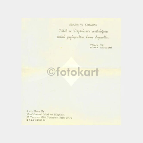 1968 Balıkesir Konulu Davetiye