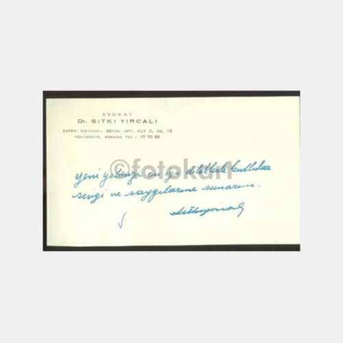 1962 Balıkesir Av. Sıtkı Yırcalı İmzalı Tebrik