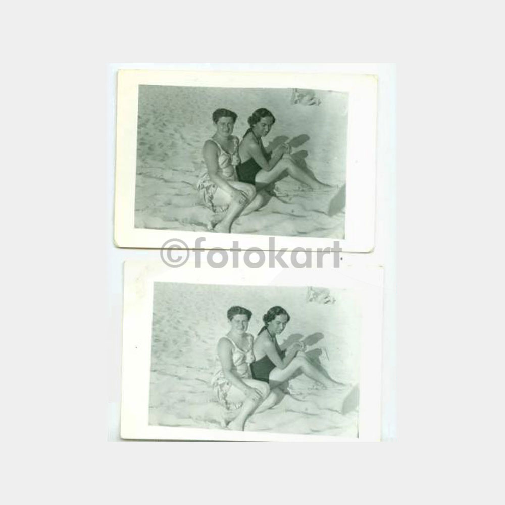 1940 Plaj ve Kadınlar 2 Adet Fotoğraf