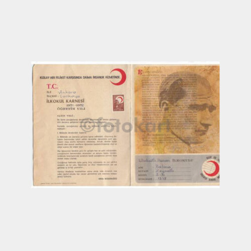 1972 Ankara Ulubatlı Hasan İlkokulu Okul Karnesi