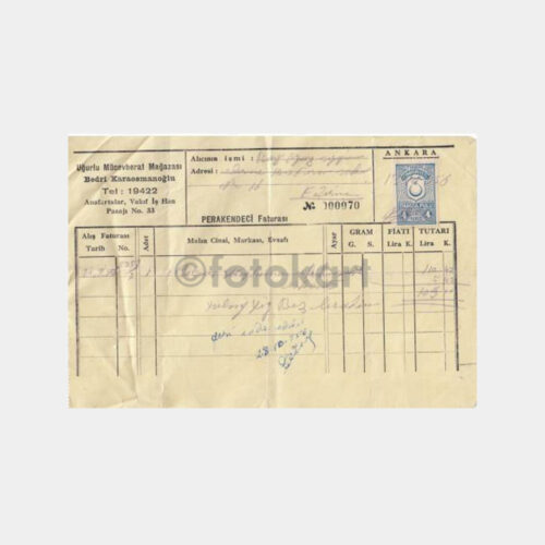 1956 Ankara Kuyumcu Faturası