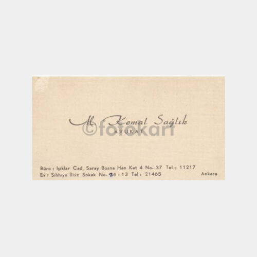 Ankara Avukat M. Kemal Sağlık Kartviziti