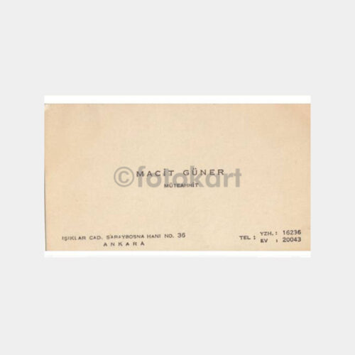 Ankara Müteahhit Macit Güner Kartviziti