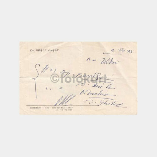 1965 Ankara Dr Reşat Yaşat Reçetesi