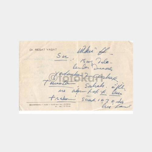 1965 Ankara Dr Reşat Yaşat Reçetesi