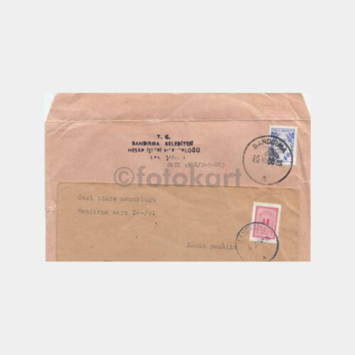 Bandırma Posta Damgalı 2 Adet Zarf