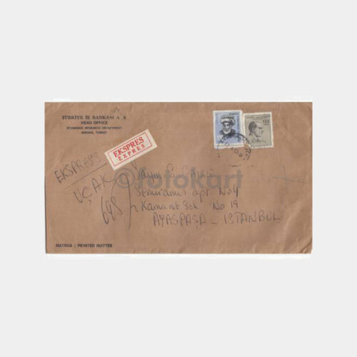 1967 T. İş Bankası Baskılı Posta Damgalı Zarf