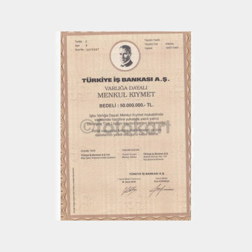 1993 1994 T. İş Bankası Varlığa Dayalı Menkul Kıymet - 50 Milyon TL