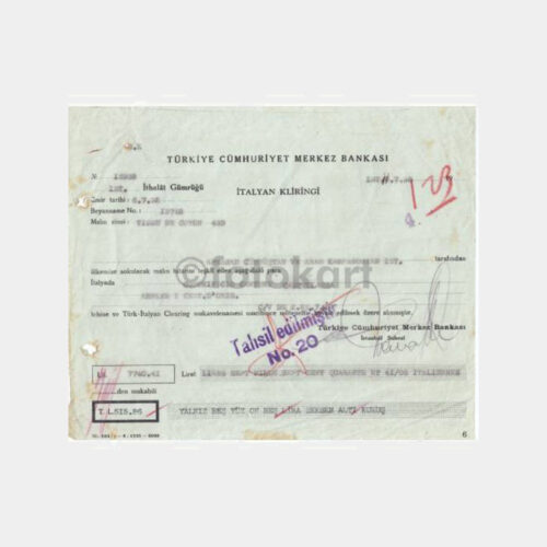 1938 Merkez Bankası İstanbul Şubesi Makbuzu